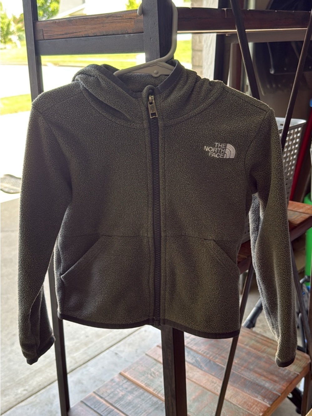 The North Face Kids Olive Gray Full-Zip Hooded Fleece